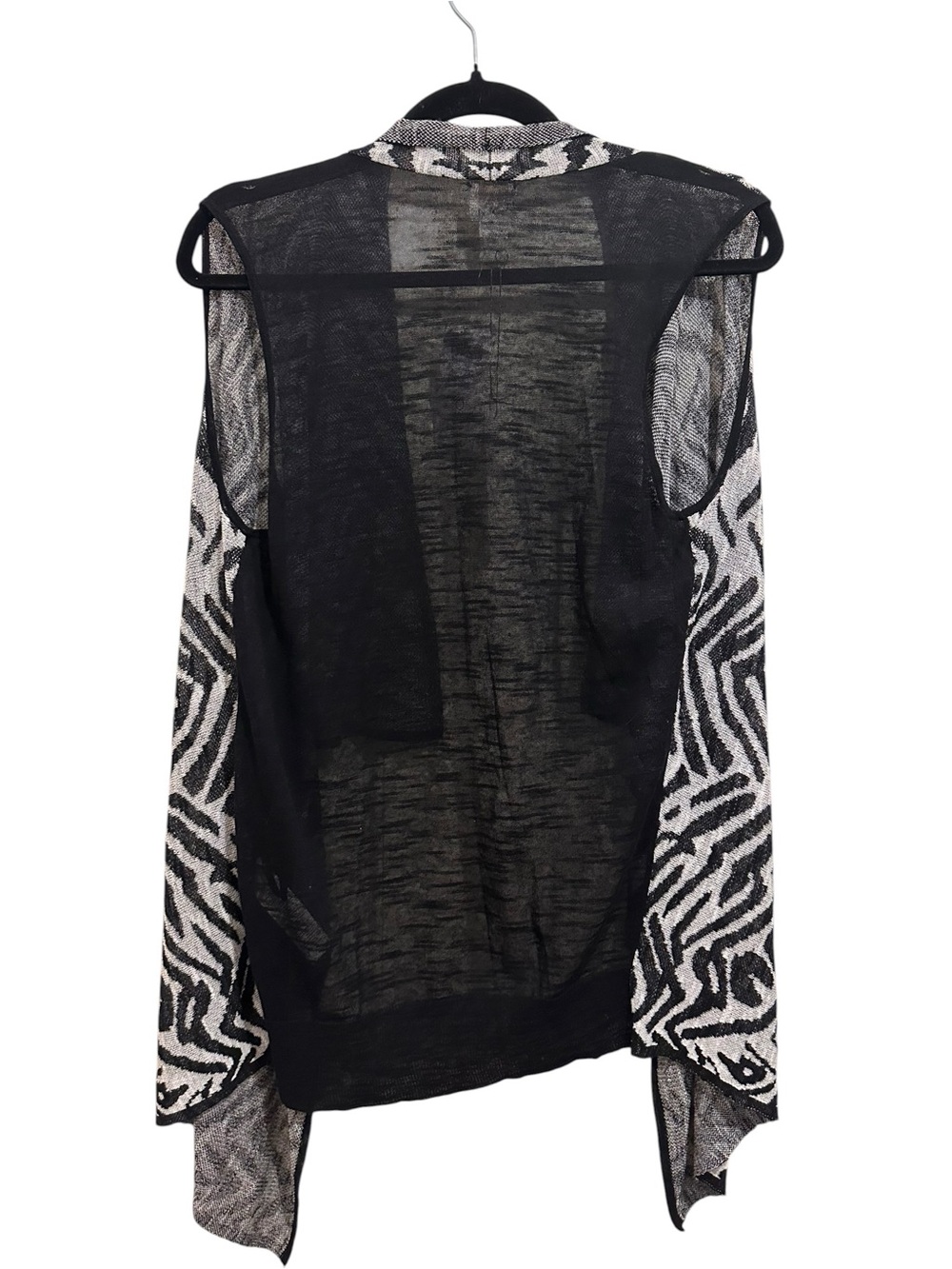 Chico's Black & White Zebra-Pattern Open-Front Draped Sweater Vest - Picture 2 of 4